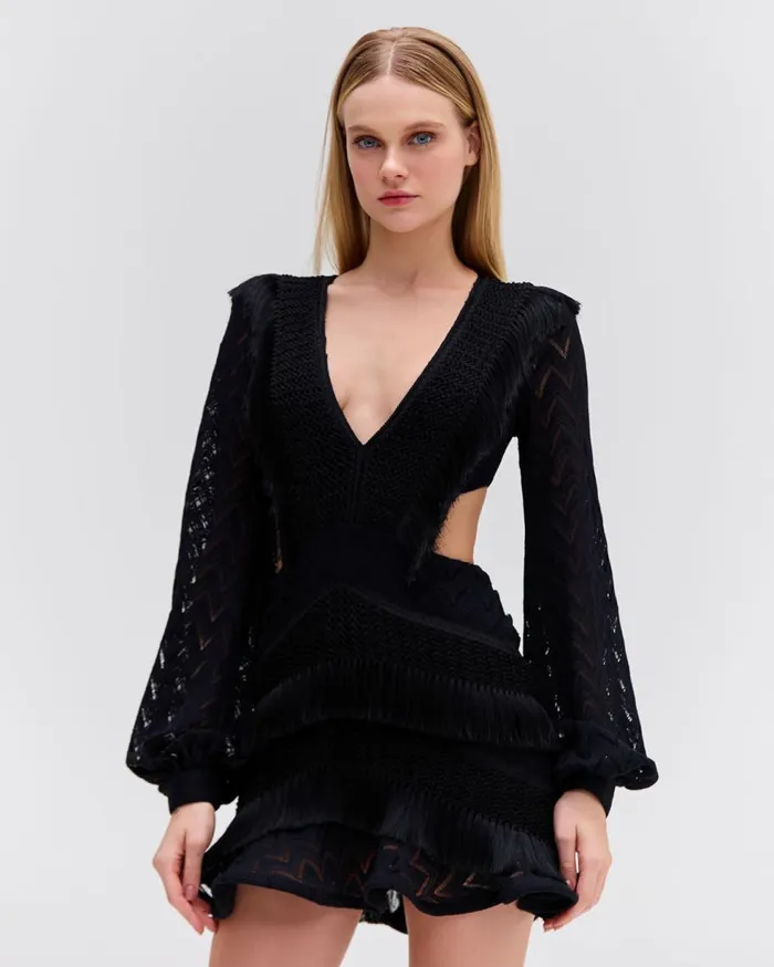 Dresses and Jumpsuits Women Patbo Fringe CutOut Mini Dress Black