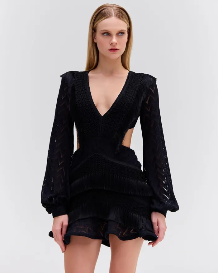 Dresses and Jumpsuits Women Patbo Fringe CutOut Mini Dress Black