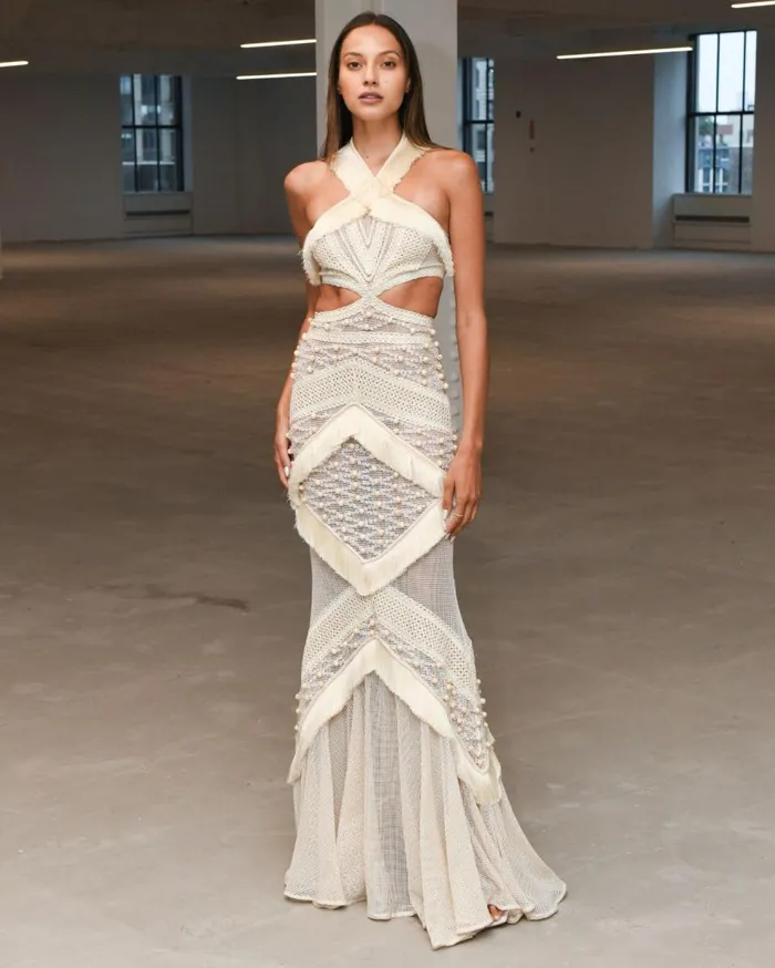 Dresses and Jumpsuits Women Patbo Fringe Trim Halterneck Maxi Dress Wheat Dresses and Jumpsuits Women Patbo Fringe Trim Halterneck Maxi Dress Wheat