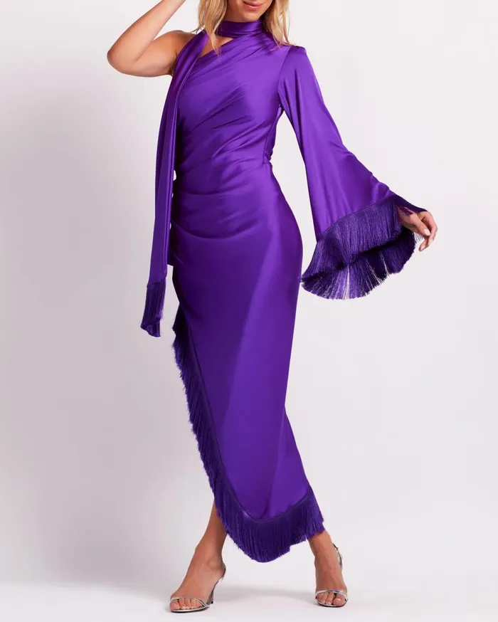Dresses and Jumpsuits Women Patbo Fringe Trim Oscar Dress Purple