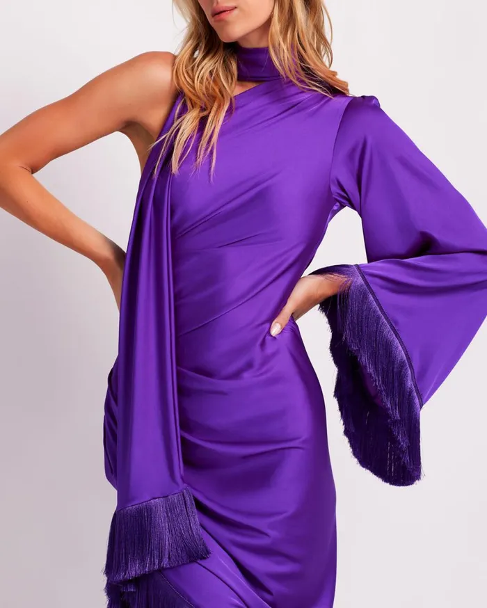 Dresses and Jumpsuits Women Patbo Fringe Trim Oscar Dress Purple