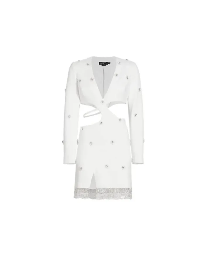 Dresses and Jumpsuits Women Patbo HandBeaded CutOut Blazer Mini Dress White