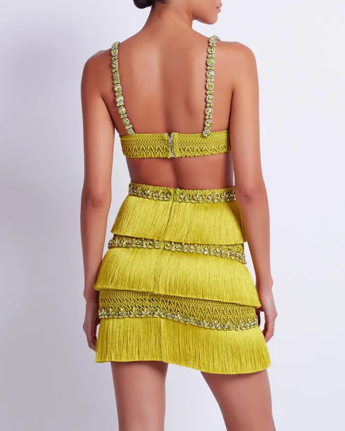 Dresses and Jumpsuits Women Patbo HandBeaded Fringe Mini Dress Absinthe