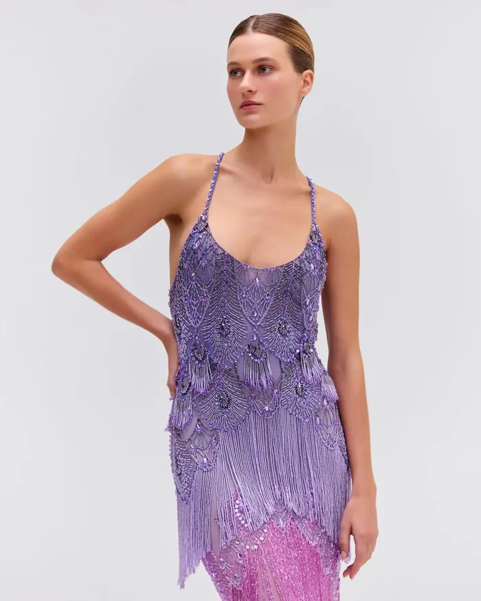 Dresses and Jumpsuits Women Patbo HandBeaded Ombre Gown Bright Lilac Dresses and Jumpsuits Women Patbo HandBeaded Ombre Gown Bright Lilac