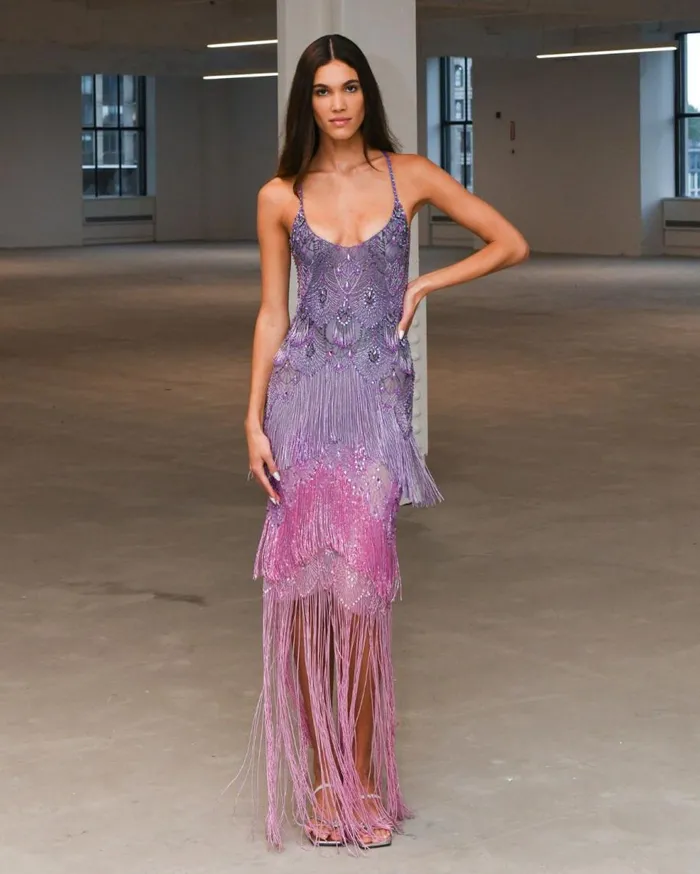 Dresses and Jumpsuits Women Patbo HandBeaded Ombre Gown Bright Lilac Dresses and Jumpsuits Women Patbo HandBeaded Ombre Gown Bright Lilac