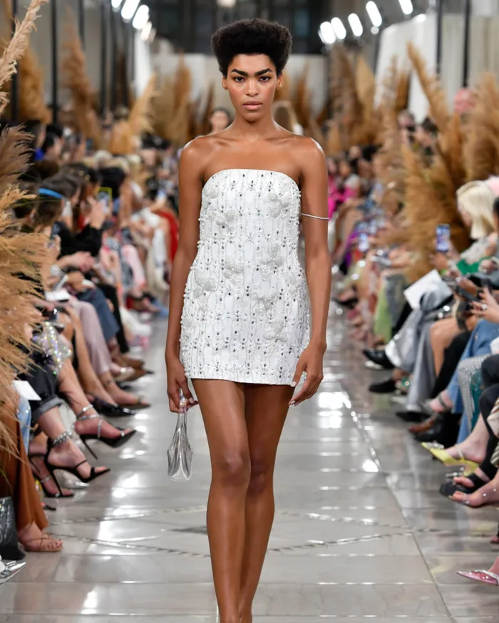 Dresses and Jumpsuits Women Patbo HandBeaded Satin Mini Dress White