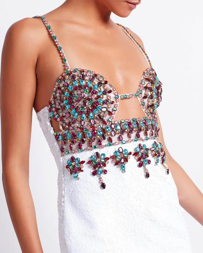 Dresses and Jumpsuits Women Patbo HandBeaded Sequin Mini Dress White