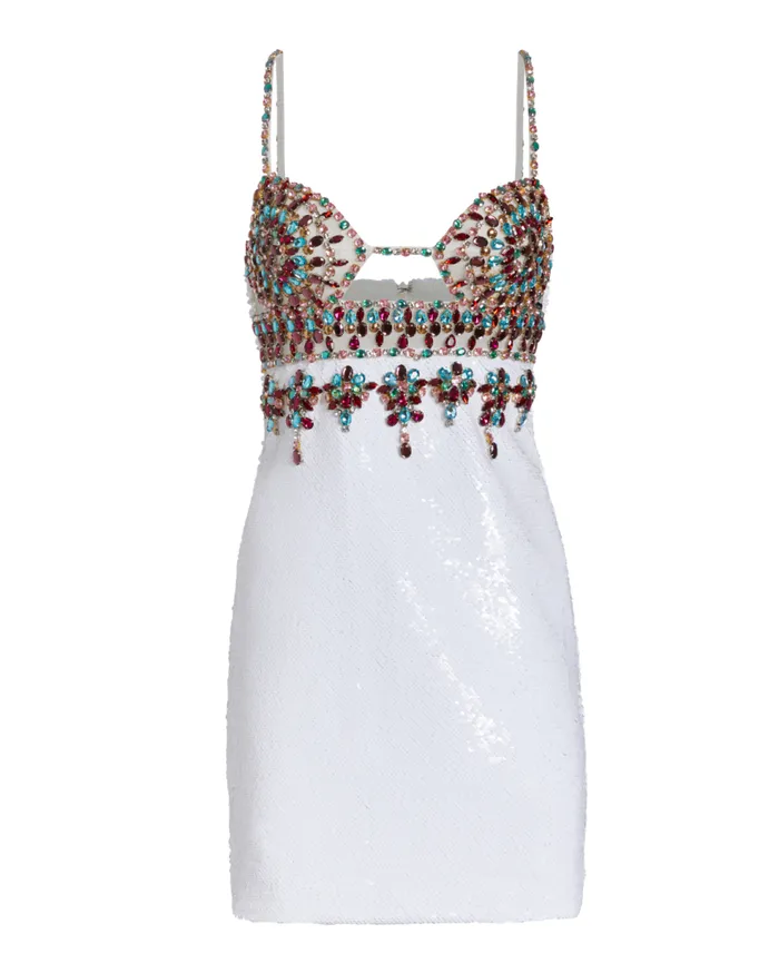 Dresses and Jumpsuits Women Patbo HandBeaded Sequin Mini Dress White