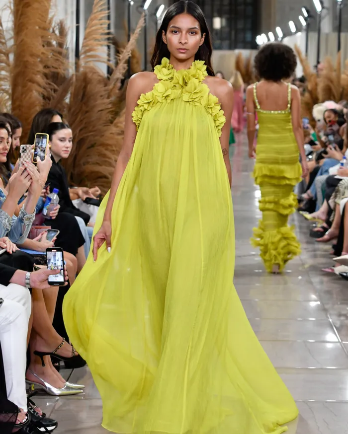 Dresses and Jumpsuits Women Patbo HandEmbroidered 3d Gown Acid Yellow