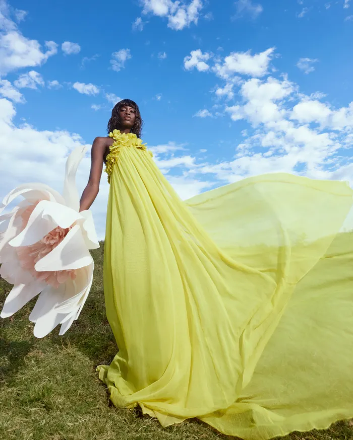 Dresses and Jumpsuits Women Patbo HandEmbroidered 3d Gown Acid Yellow