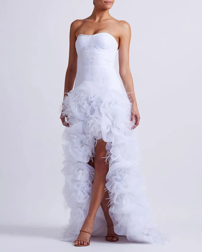Dresses and Jumpsuits Women Patbo HandEmbroidered Strapless Gown White