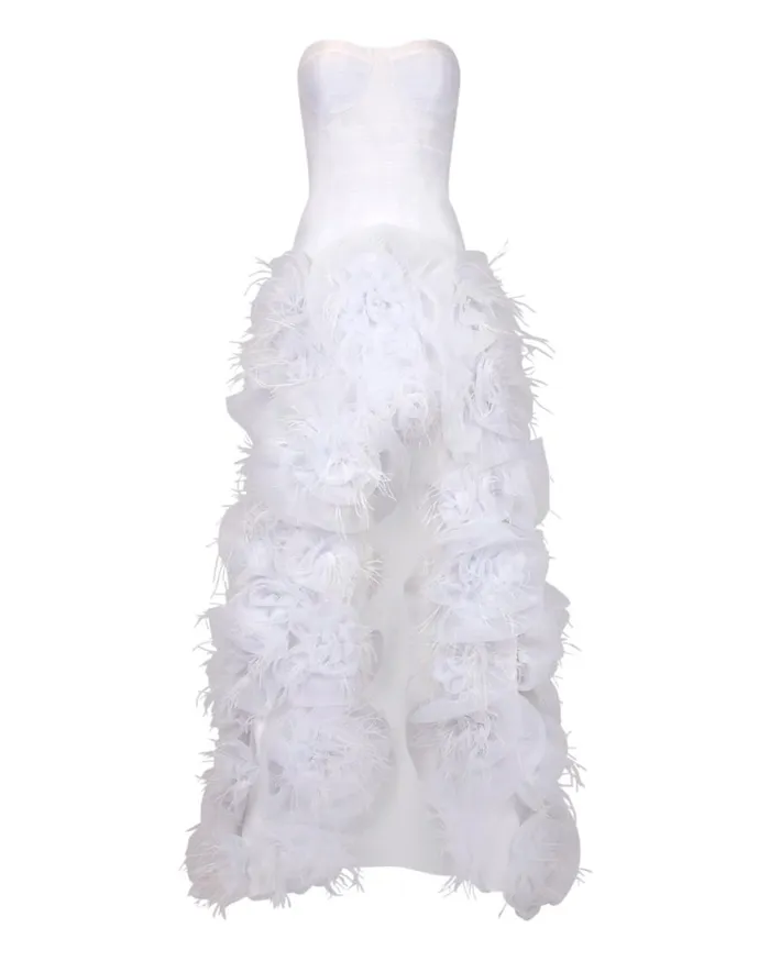 Dresses and Jumpsuits Women Patbo HandEmbroidered Strapless Gown White Dresses and Jumpsuits Women Patbo HandEmbroidered Strapless Gown White