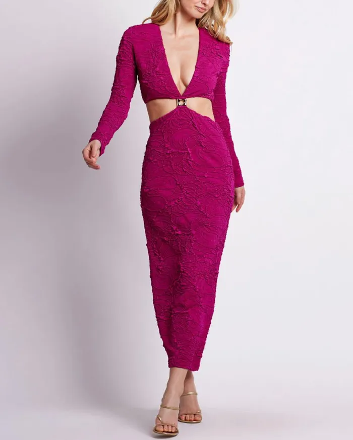 Dresses and Jumpsuits Women Patbo Jacquard CutOut Maxi Dress Raspberry