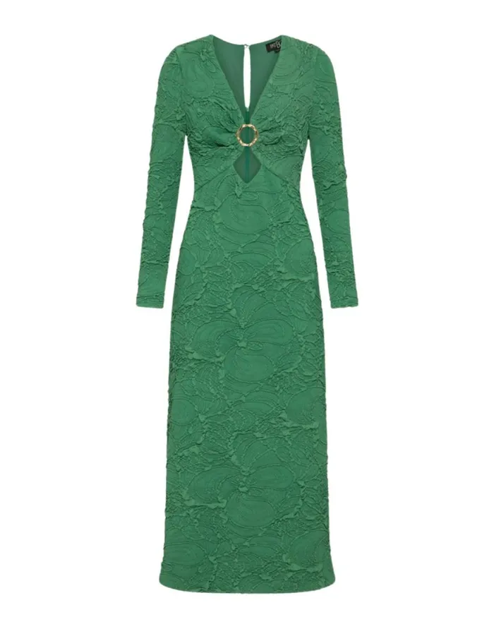 Dresses and Jumpsuits Women Patbo Jacquard Cut Out Midi Dress Emerald