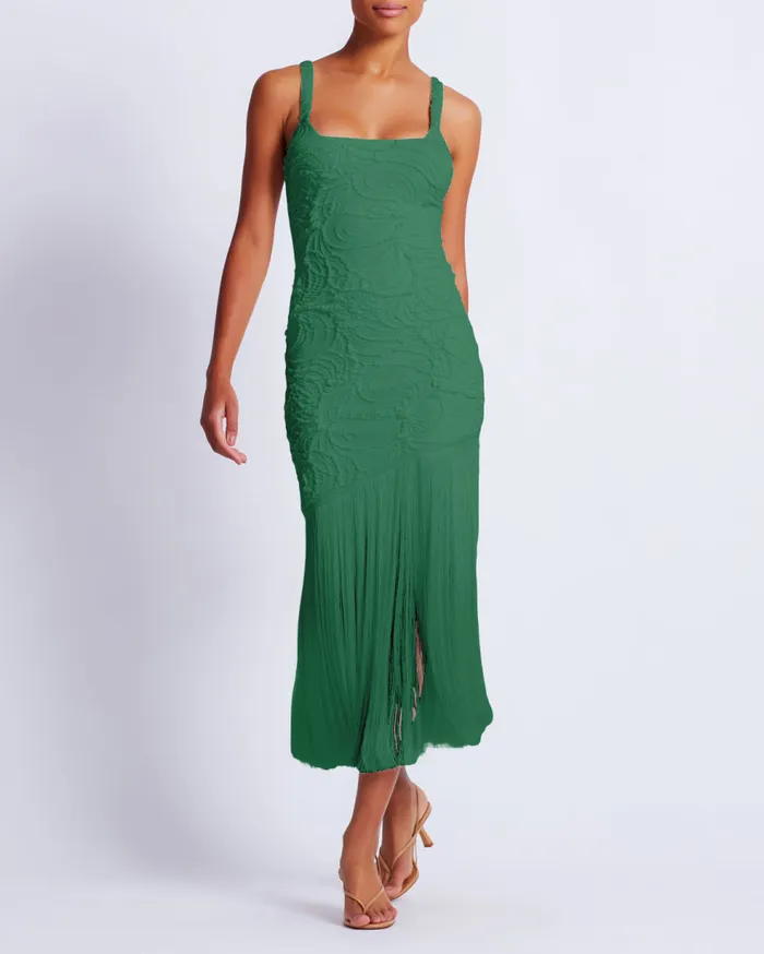 Dresses and Jumpsuits Women Patbo Jacquard Fringe Maxi Dress Emerald