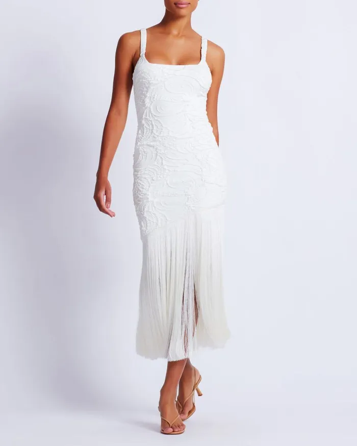 Dresses and Jumpsuits Women Patbo Jacquard Fringe Maxi Dress White