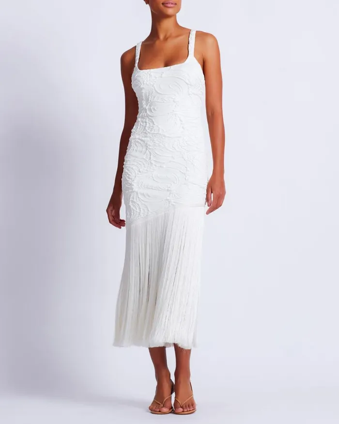 Dresses and Jumpsuits Women Patbo Jacquard Fringe Maxi Dress White