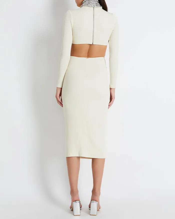 Dresses and Jumpsuits Women Patbo Knit Midi Dress With Embellished Collar Bone