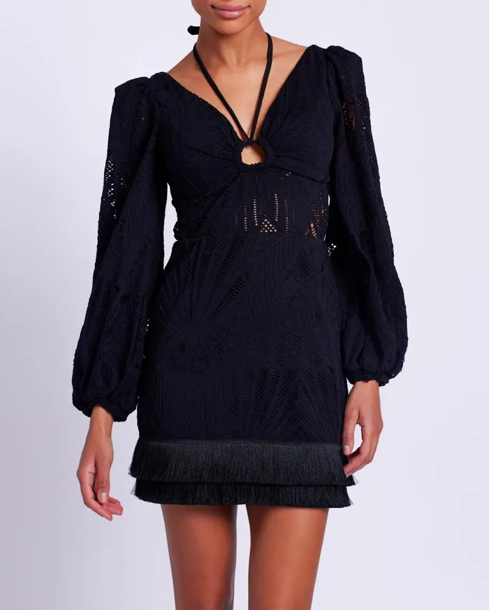 Dresses and Jumpsuits Women Patbo Long Sleeve Lace Mini Dress Black