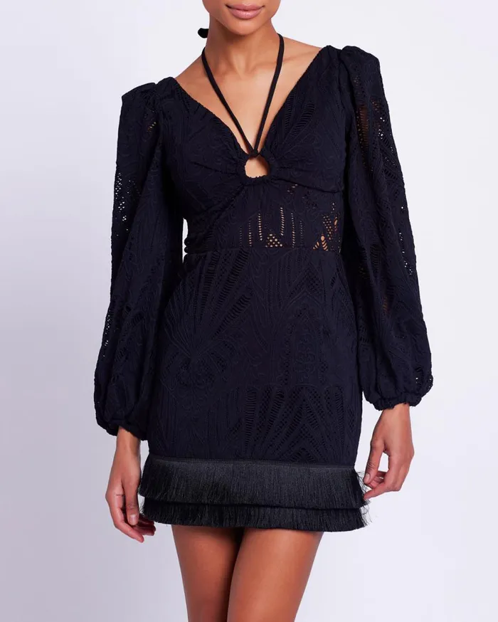 Dresses and Jumpsuits Women Patbo Long Sleeve Lace Mini Dress Black
