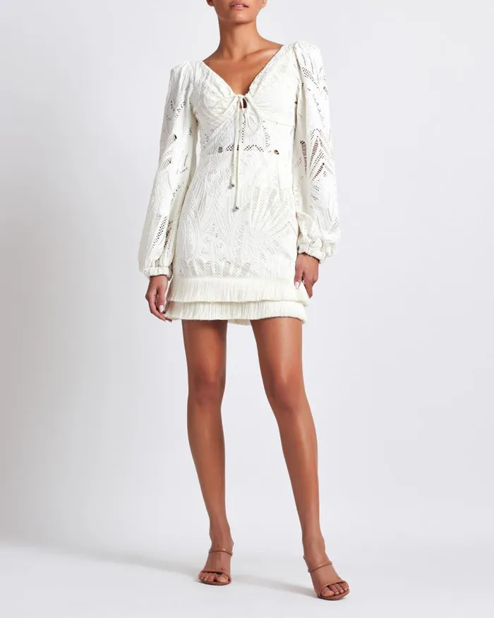 Dresses and Jumpsuits Women Patbo Long Sleeve Lace Mini Dress Ivory