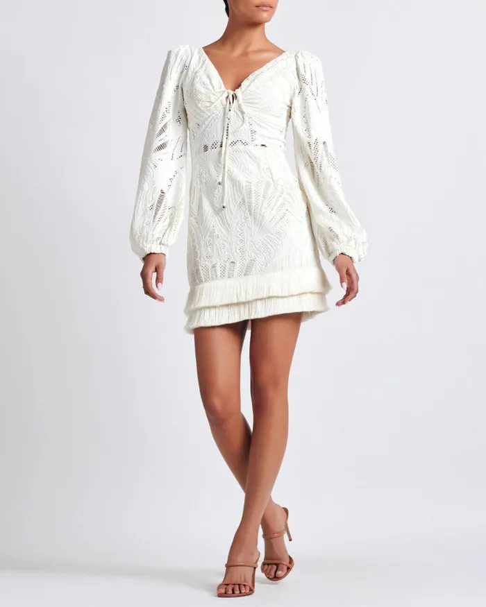 Dresses and Jumpsuits Women Patbo Long Sleeve Lace Mini Dress Ivory