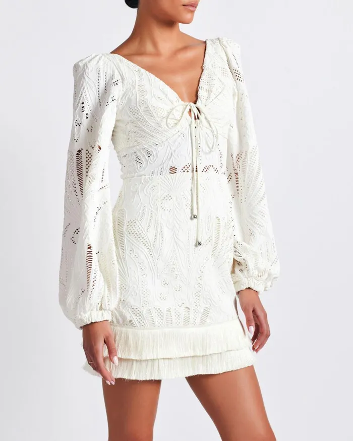 Dresses and Jumpsuits Women Patbo Long Sleeve Lace Mini Dress Ivory