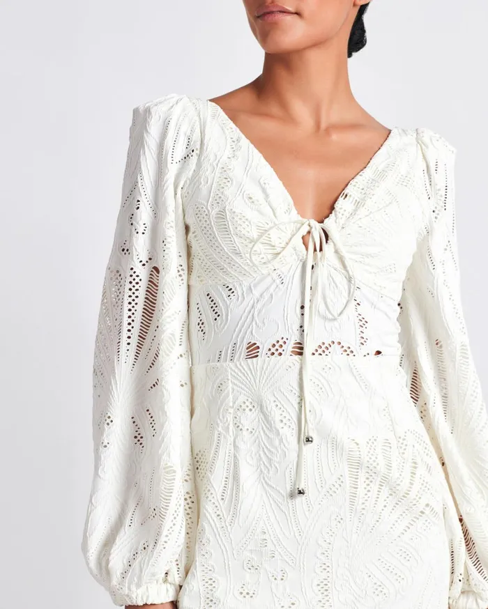 Dresses and Jumpsuits Women Patbo Long Sleeve Lace Mini Dress Ivory