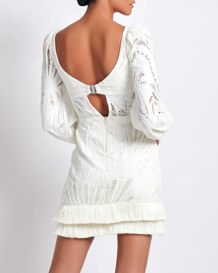 Dresses and Jumpsuits Women Patbo Long Sleeve Lace Mini Dress Ivory