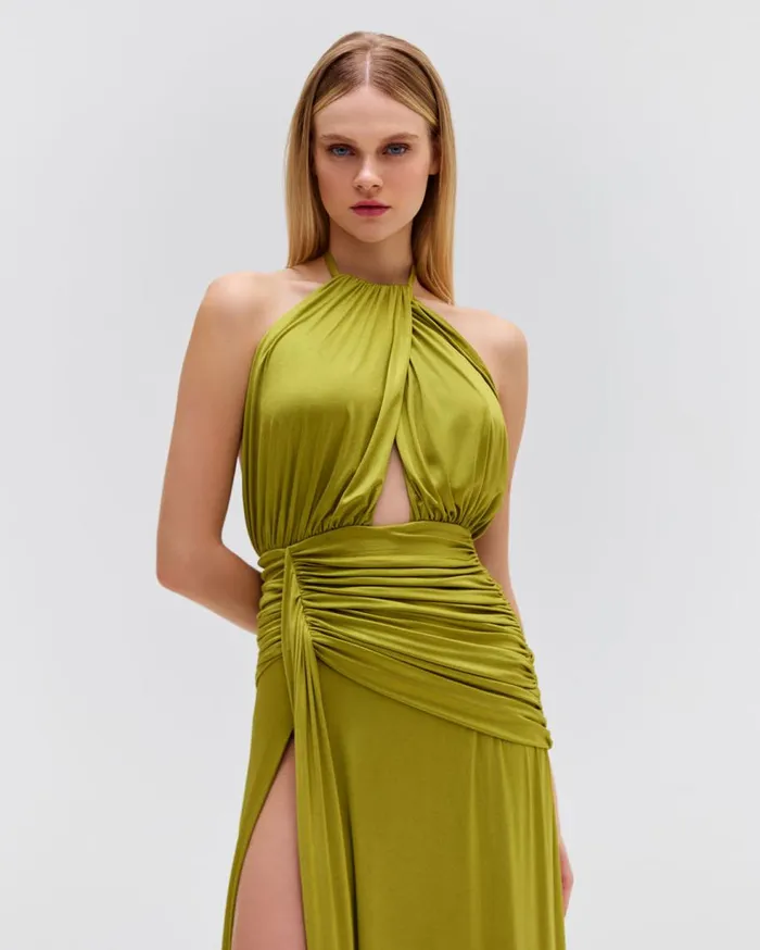 Dresses and Jumpsuits Women Patbo Metallic Jersey Halterneck Maxi Dress Absinthe Dresses and Jumpsuits Women Patbo Metallic Jersey Halterneck Maxi Dress Absinthe