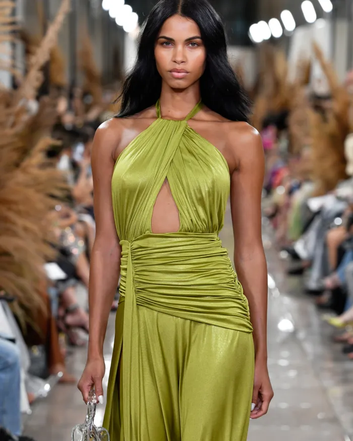 Dresses and Jumpsuits Women Patbo Metallic Jersey Halterneck Maxi Dress Absinthe