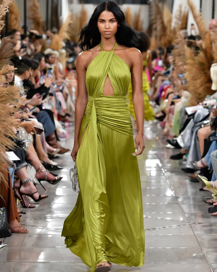 Dresses and Jumpsuits Women Patbo Metallic Jersey Halterneck Maxi Dress Absinthe