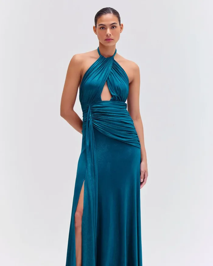 Dresses and Jumpsuits Women Patbo Metallic Jersey Halterneck Maxi Dress Emerald