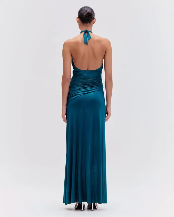 Dresses and Jumpsuits Women Patbo Metallic Jersey Halterneck Maxi Dress Emerald
