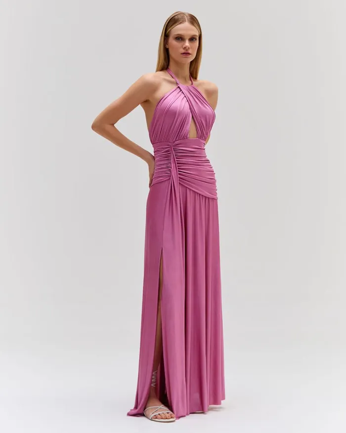 Dresses and Jumpsuits Women Patbo Metallic Jersey Halterneck Maxi Dress Lilac
