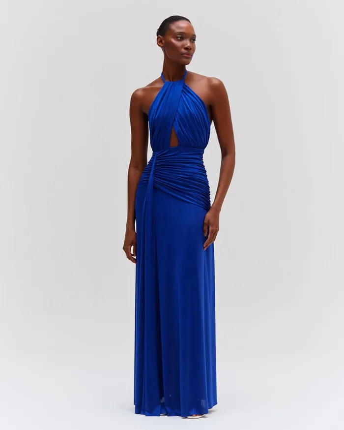 Dresses and Jumpsuits Women Patbo Metallic Jersey Halterneck Maxi Dress Sapphire