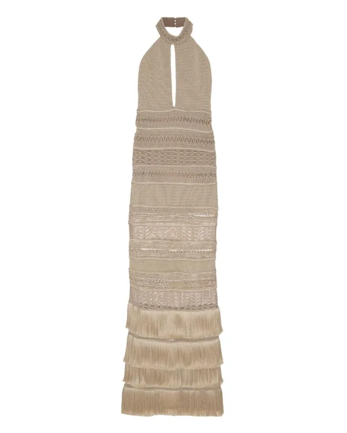 Dresses and Jumpsuits Women Patbo Metallic Knit Halterneck Maxi Dress Clay