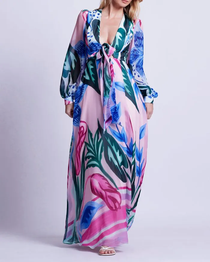 Dresses and Jumpsuits Women Patbo Nova Flora Deep V Maxi Dress Pink