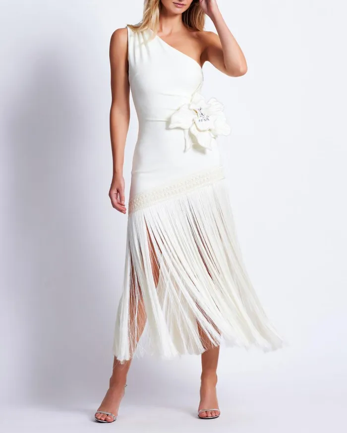 Dresses and Jumpsuits Women Patbo One Shoulder Flower Applique Dress Ivory