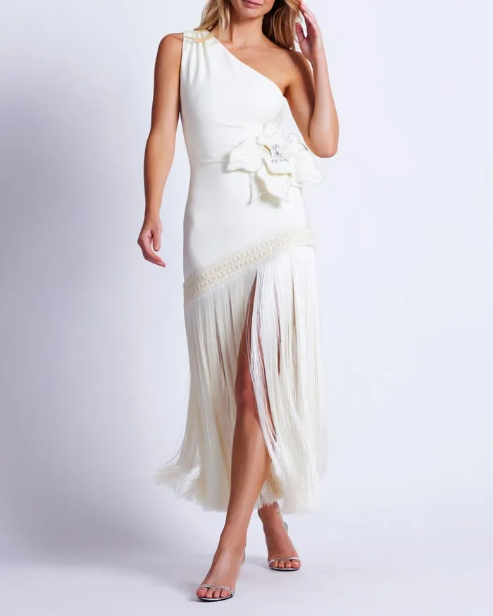 Dresses and Jumpsuits Women Patbo One Shoulder Flower Applique Dress Ivory