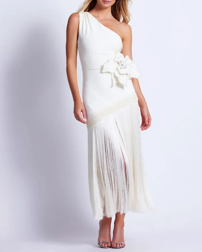 Dresses and Jumpsuits Women Patbo One Shoulder Flower Applique Dress Ivory