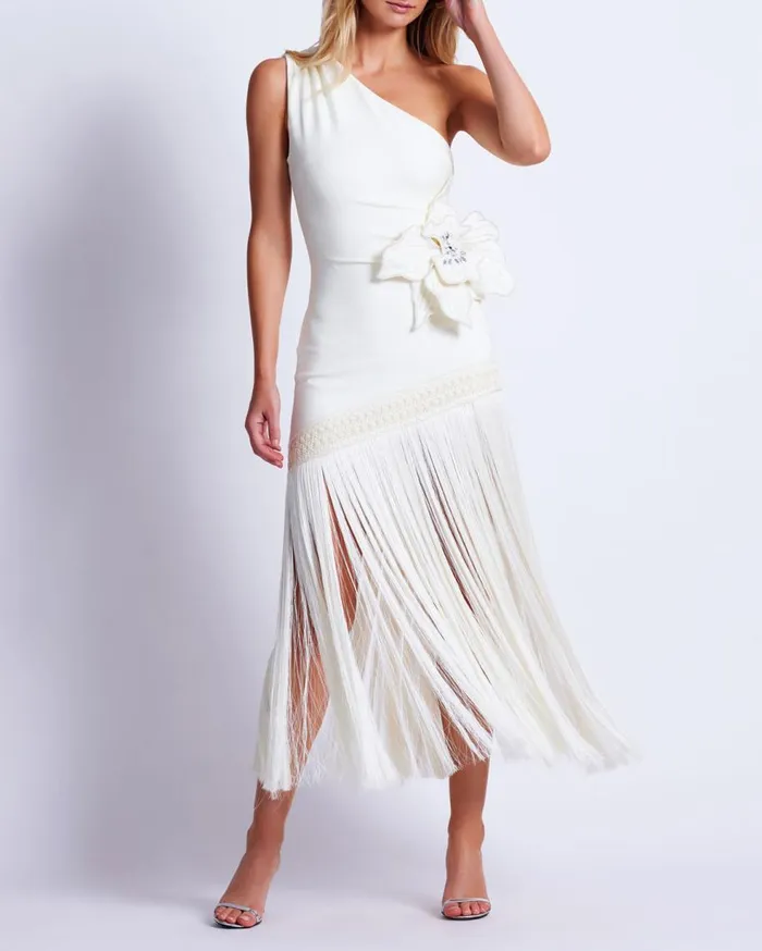 Dresses and Jumpsuits Women Patbo One Shoulder Flower Applique Dress Ivory