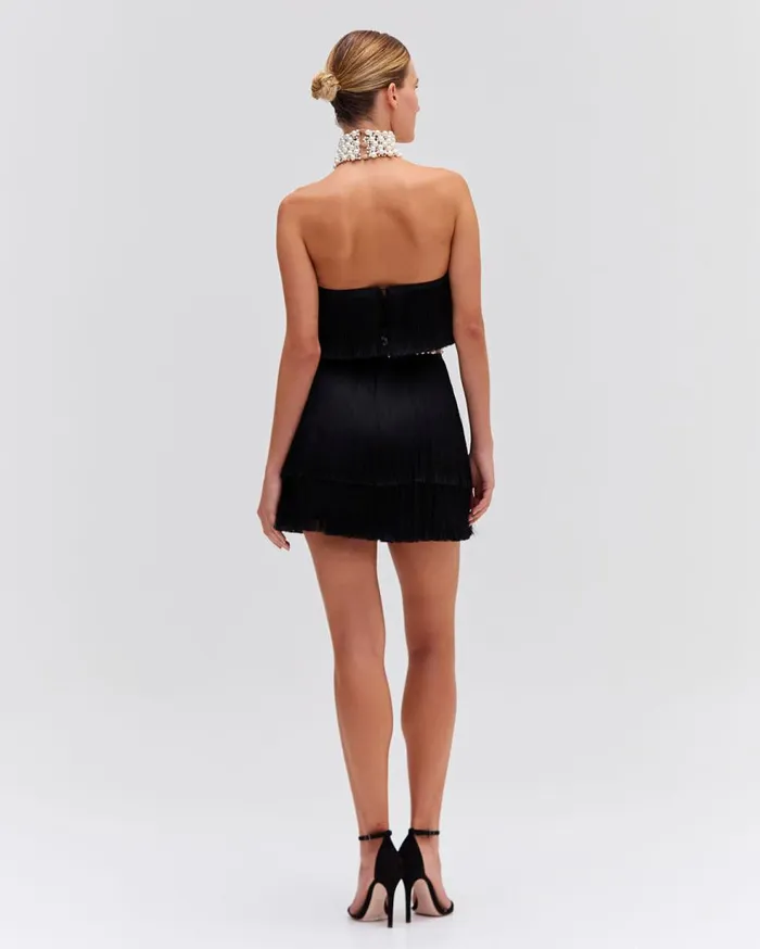 Dresses and Jumpsuits Women Patbo Pearl And Fringe Halterneck Mini Dress Black