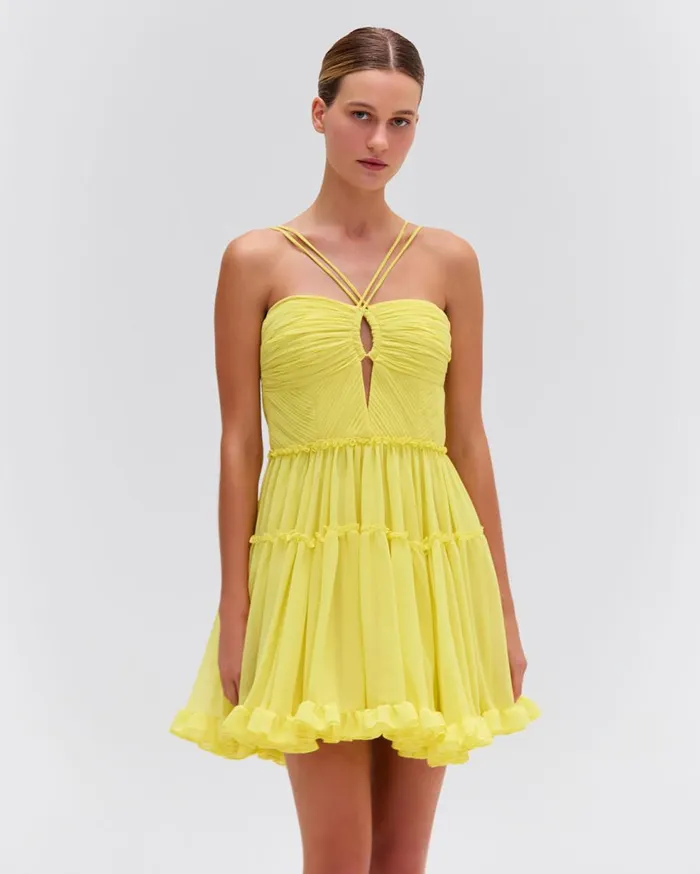 Dresses and Jumpsuits Women Patbo Pleated Chiffon Mini Dress Lemon