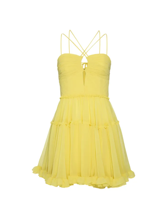 Dresses and Jumpsuits Women Patbo Pleated Chiffon Mini Dress Lemon