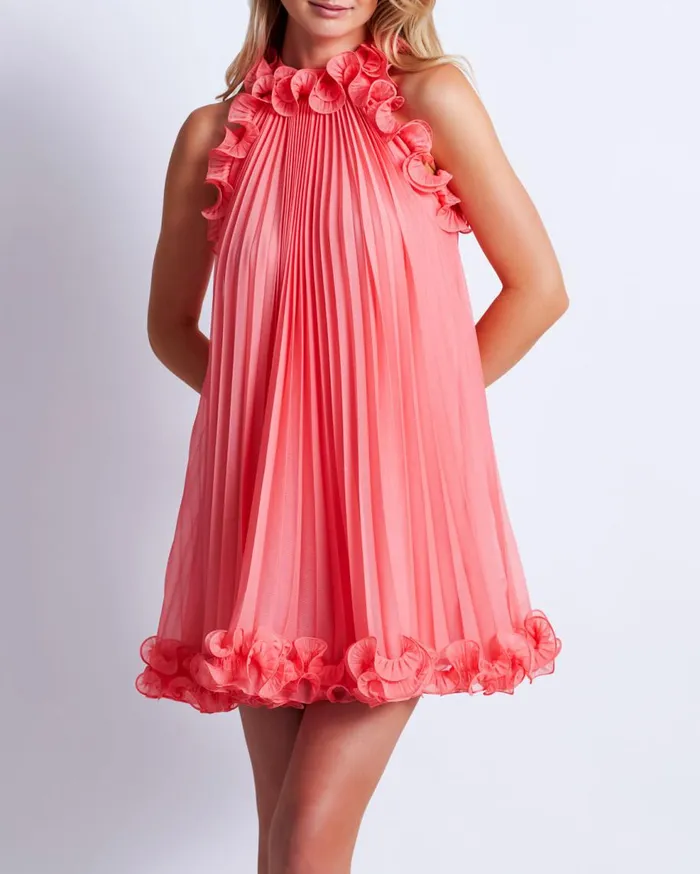 Dresses and Jumpsuits Women Patbo Pleated High Neck Mini Dress Pche