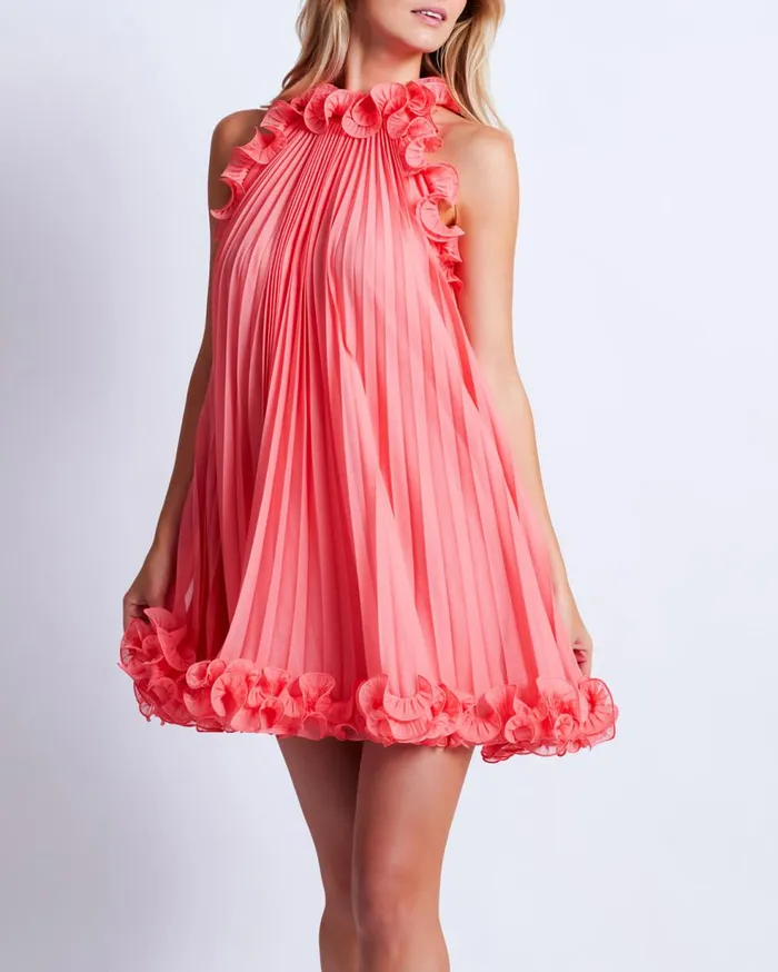 Dresses and Jumpsuits Women Patbo Pleated High Neck Mini Dress Pche