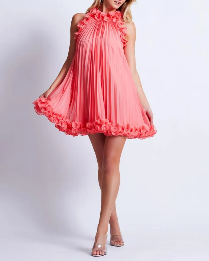 Dresses and Jumpsuits Women Patbo Pleated High Neck Mini Dress Pche