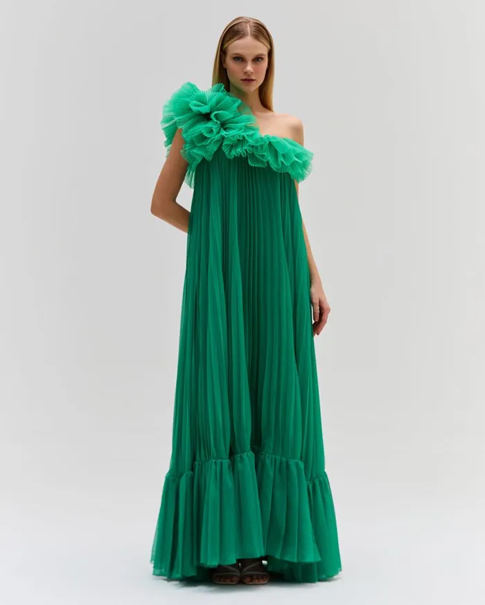 Dresses and Jumpsuits Women Patbo Pleated One Shoulder Gown Verde