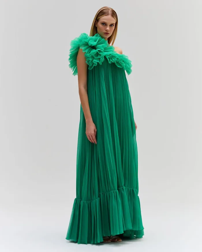 Dresses and Jumpsuits Women Patbo Pleated One Shoulder Gown Verde